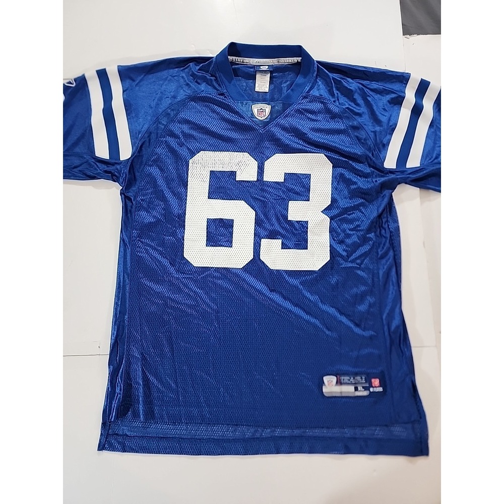 Vtg Reebok NFL Indianapolis Colts Jeff Saturday 63 Football Jersey Mens XL Blue